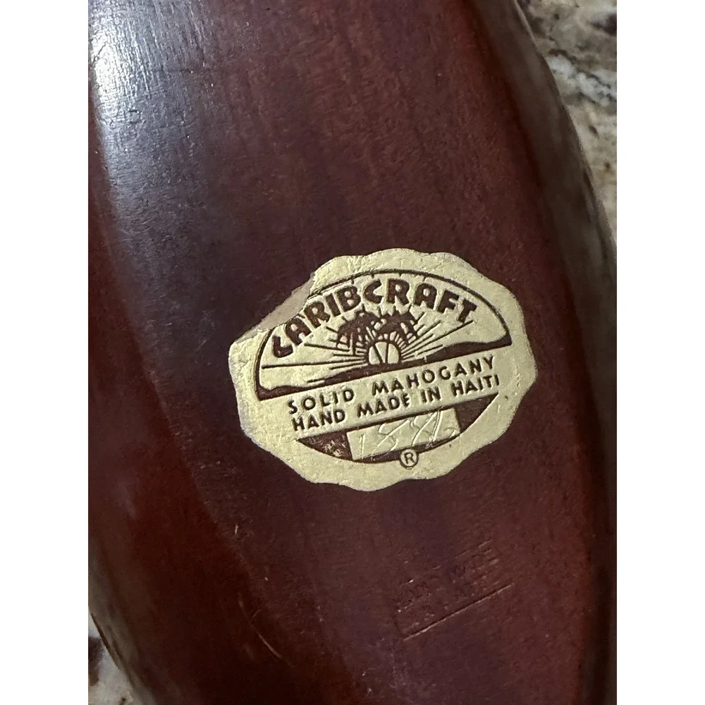 Caribcraft West Indian Mahogany hand-carved serving dish nut bowl table decor